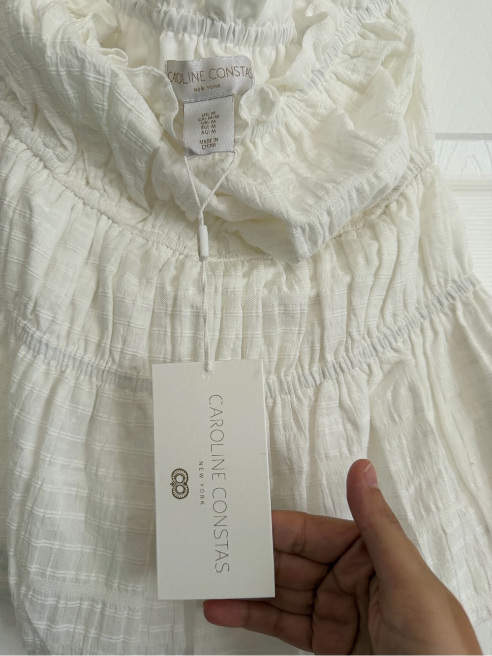 Caroline Constas White Strapless Ruffle Peplum Top - Picture 4 of 5